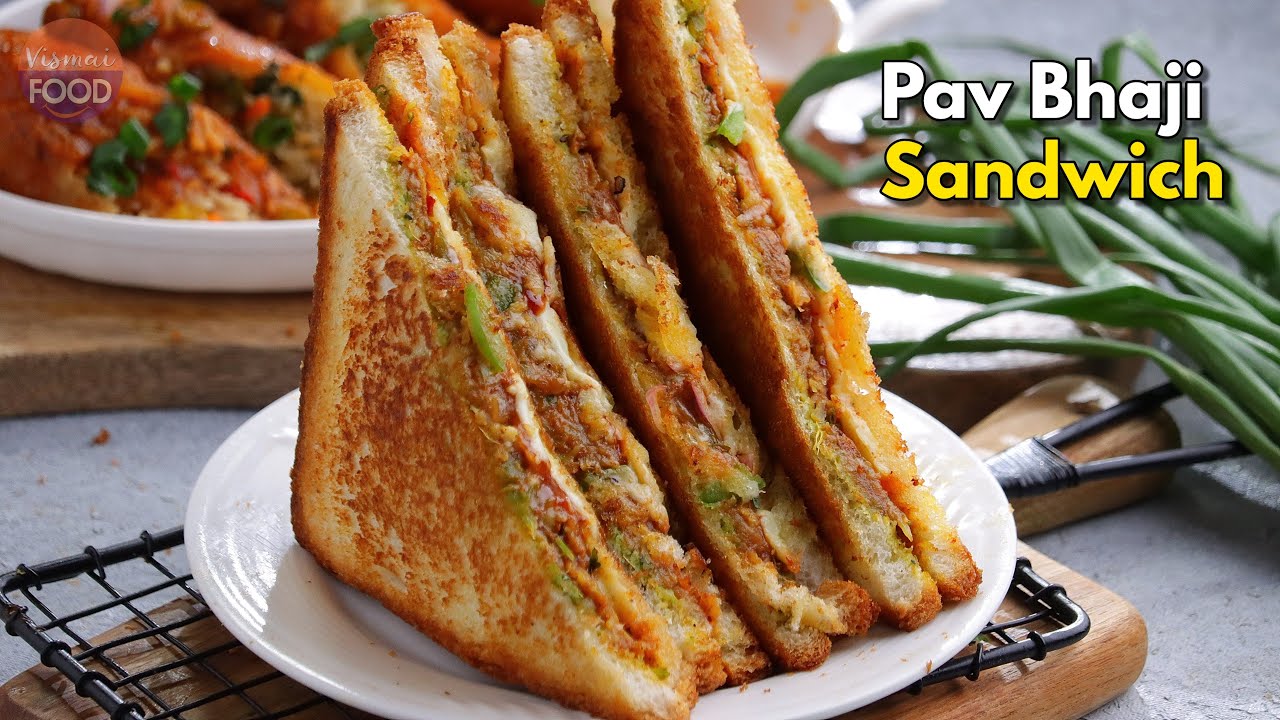 కరకరలాడే స్ట్రీట్ ఫుడ్ స్టైల్ పాప్ భాజీ శాండ్విచ్ Street Food Style Pav Bhaji Sandwich
